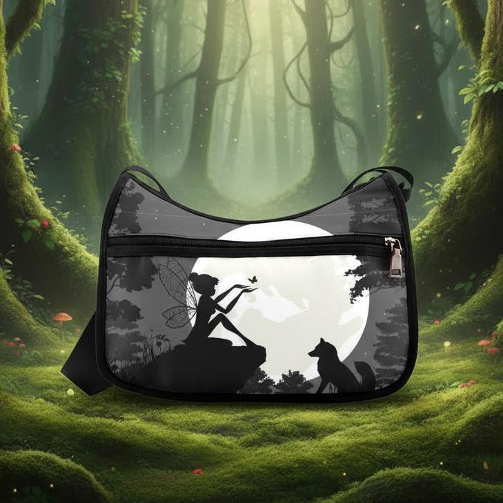 Black White Fairy Moon Shoulder Bag – Fairycore Gothic Hobo Bag