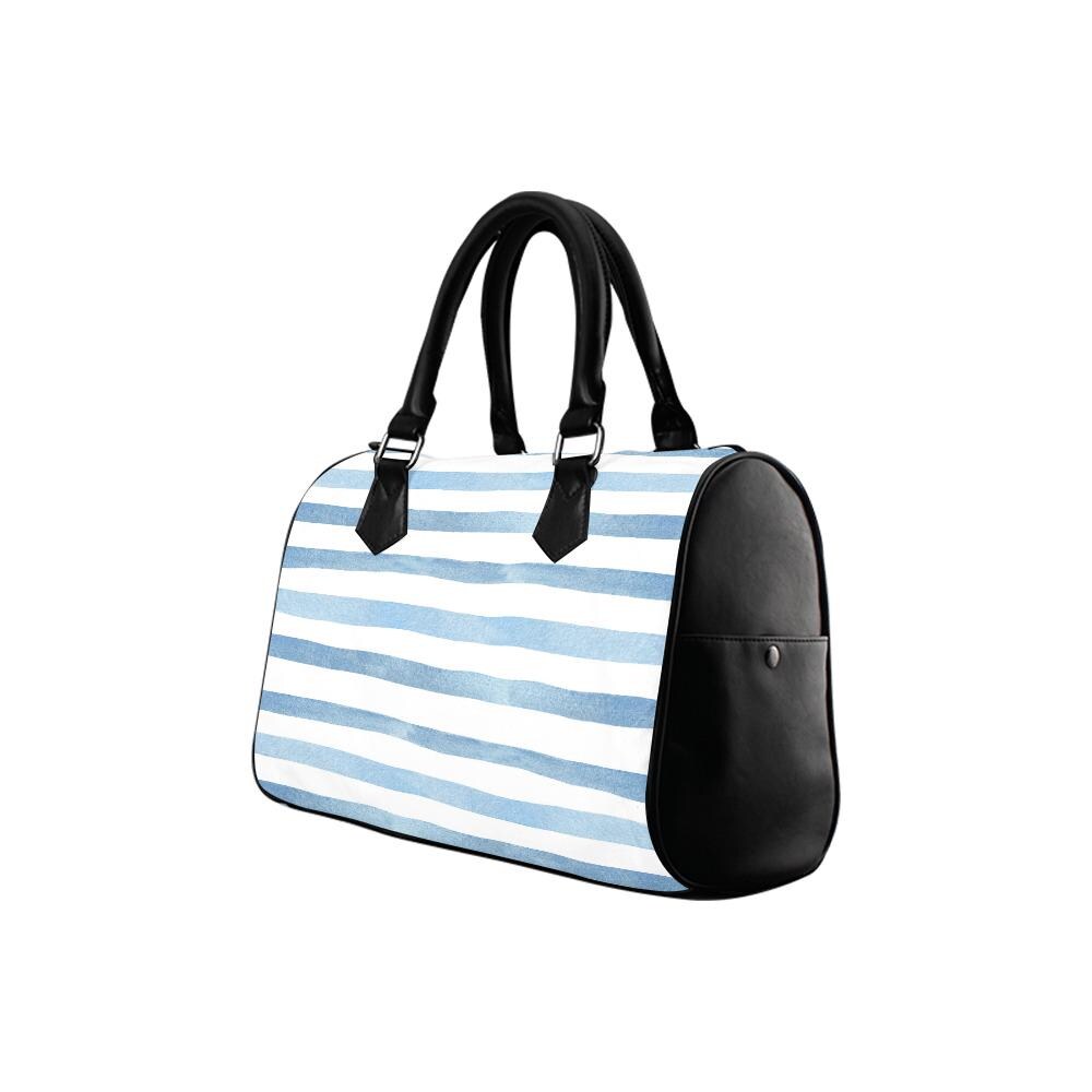 Blue White Maritime Striped Barrel Handbag – Nautical Summer Beach Bag