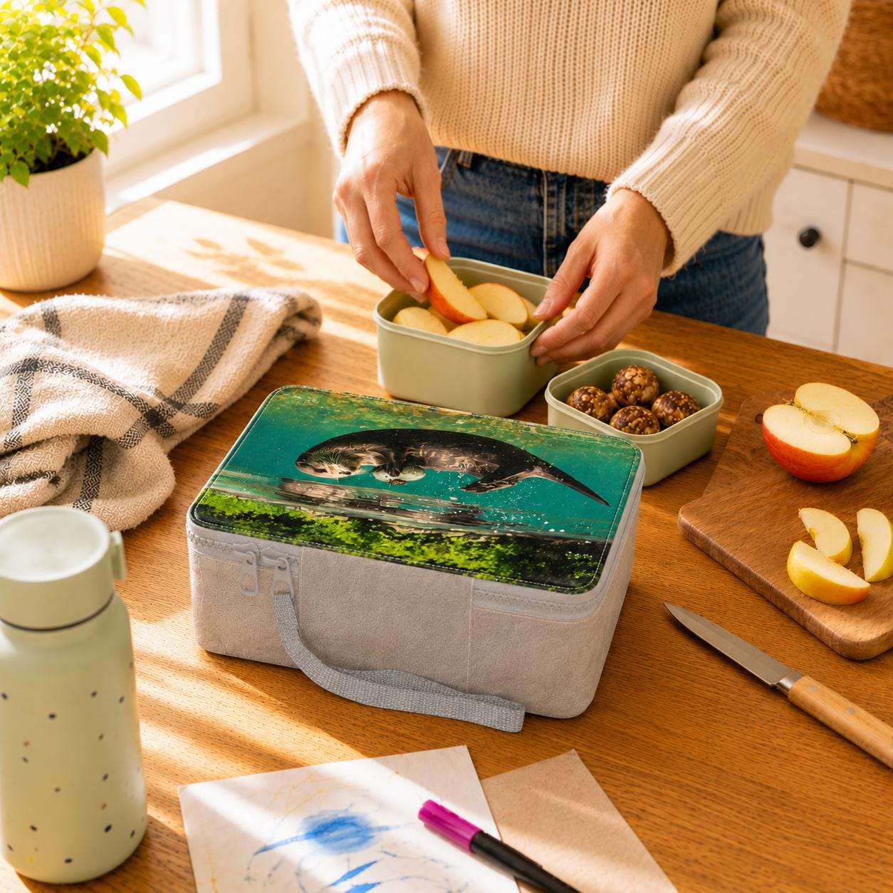 Reusable River Otter Bento Box – Eco Food Container, School Work Lunch Box