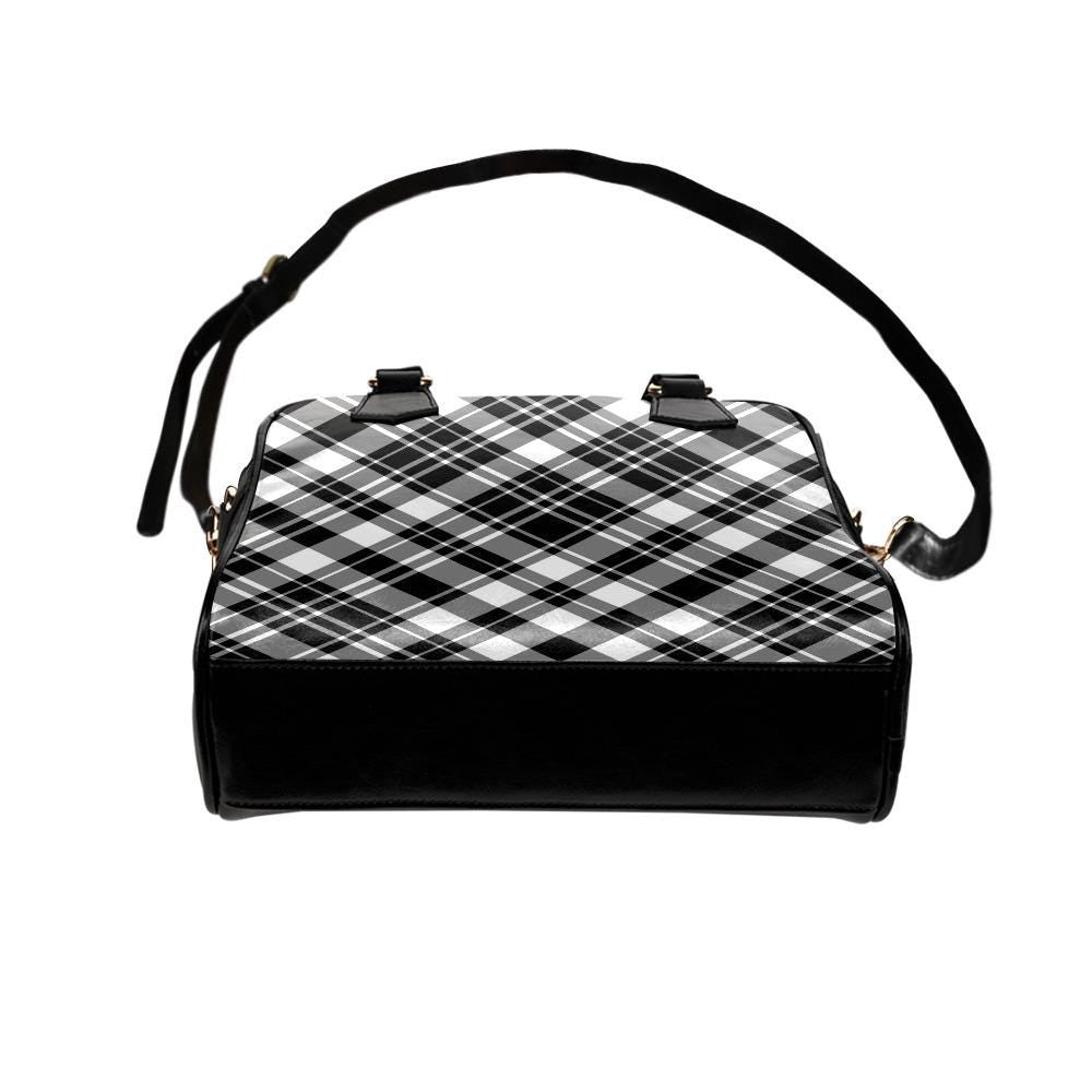 Black White Checkered Shoulder Handbag – Retro 60s Mod Gothic Handbag