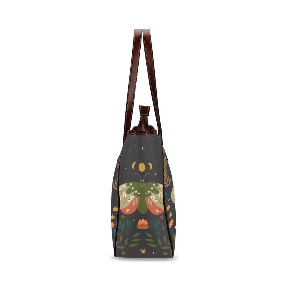 Moths & Moon Dark Academia Style Handbag – Classic Large Tote Bag