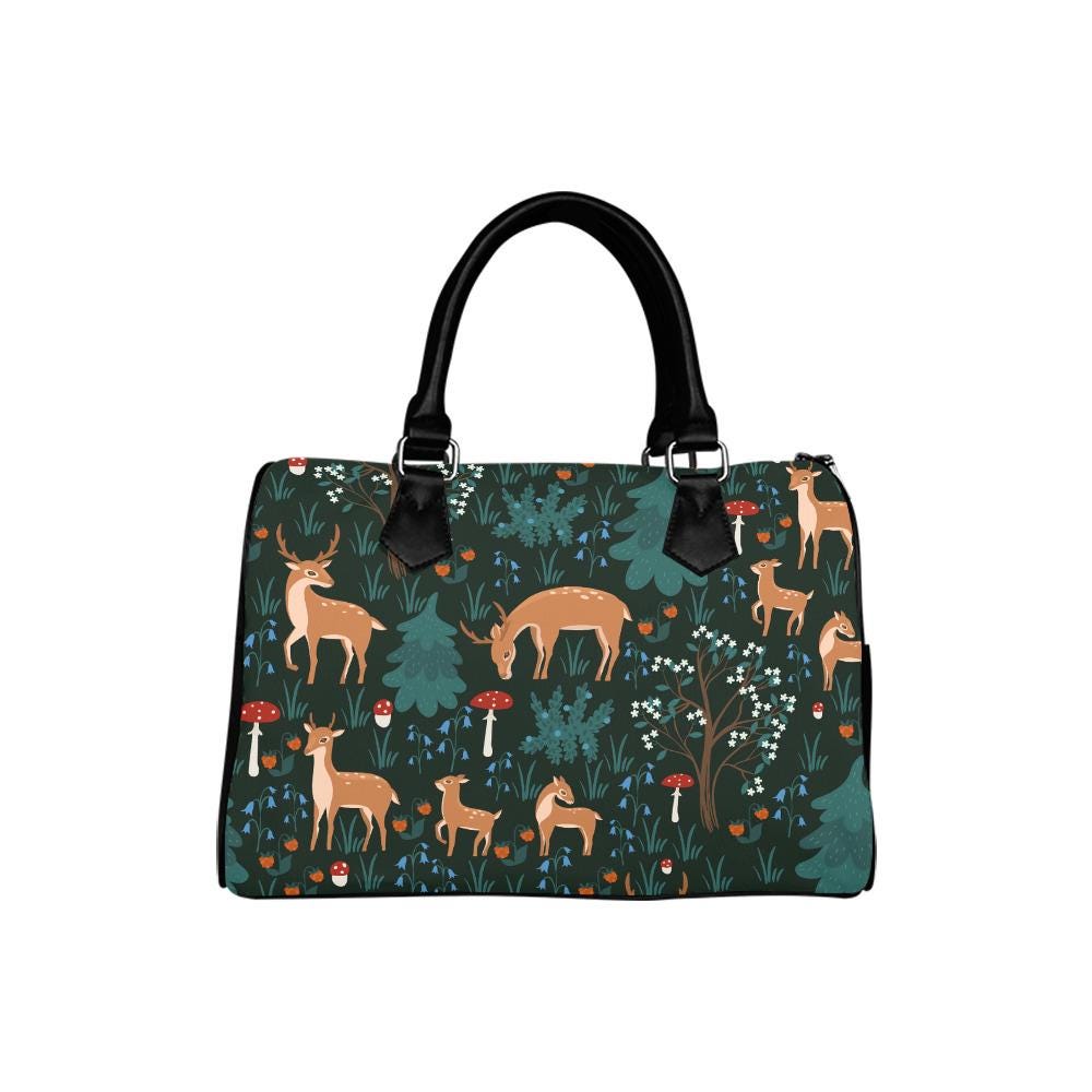 Bambi Fawn Forest Print Barrel Handbag – Wood Lover's Everyday Purse
