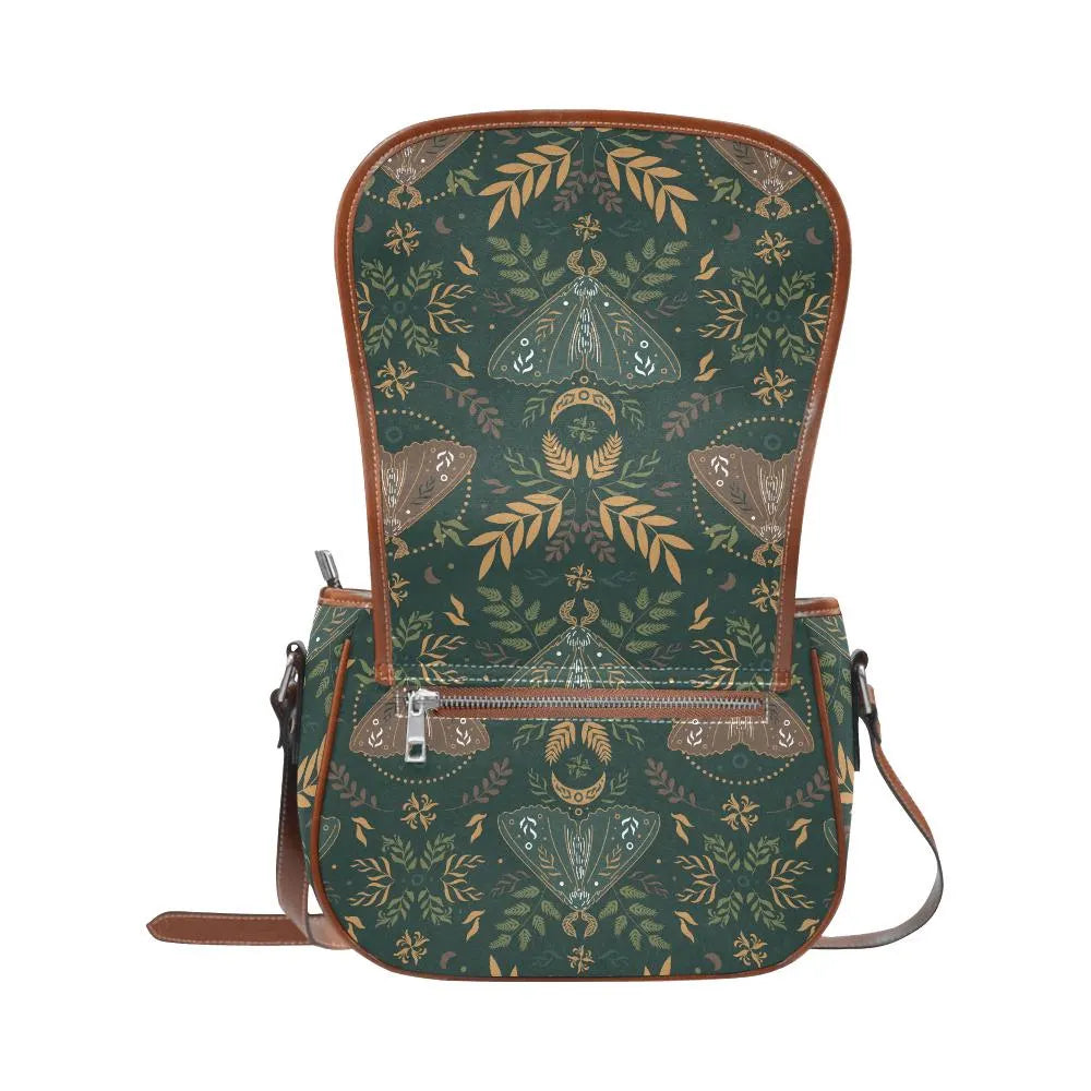 Nordic Folkloric Pattern Saddle Bag - Modern Heritage Crossbody Handbag