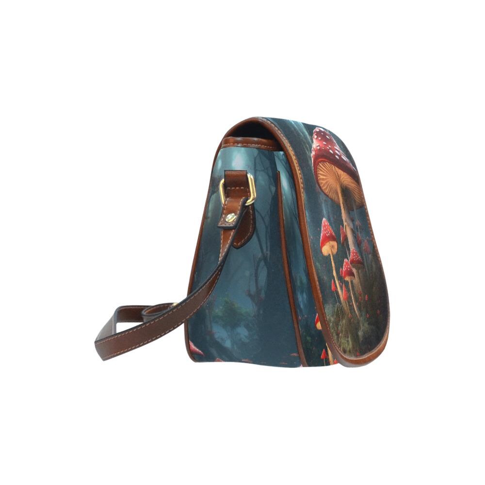 Mushroom Dark Academia Saddle Bag - Toadstool Forest Crossbody Handbag