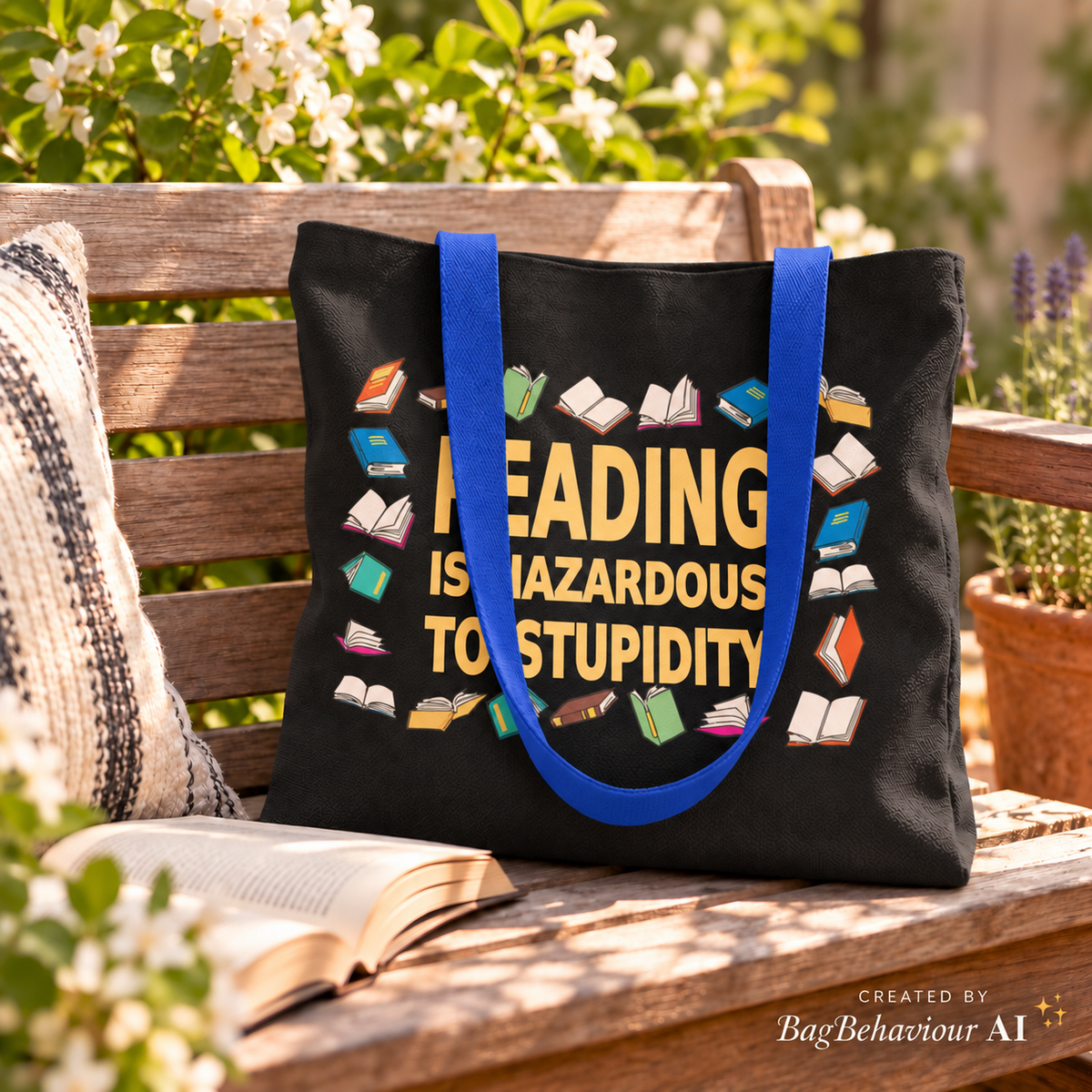 Reading Is Hazardous to Stupidity Book Lover Tote Bag – Set of 2