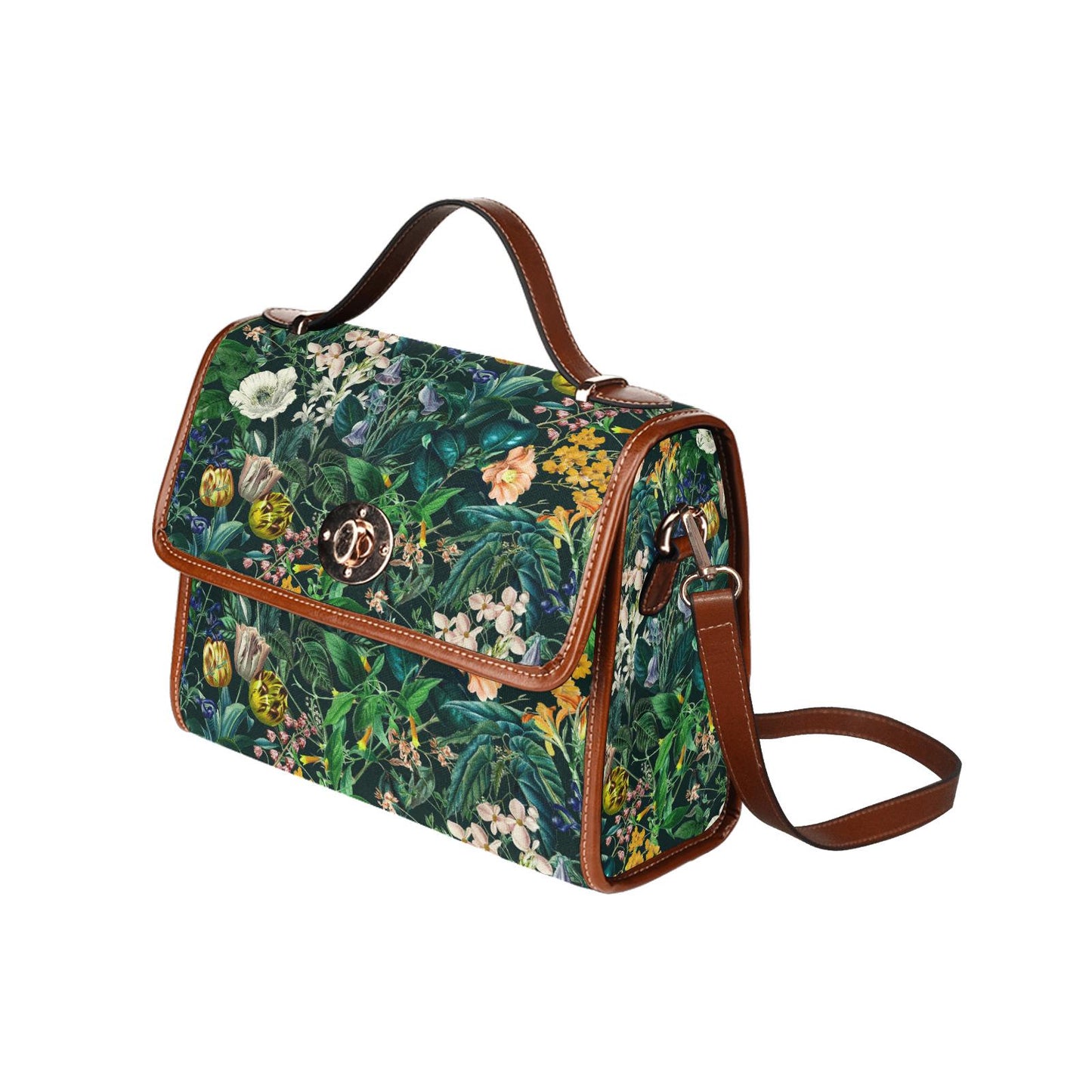 Vintage Flowers Forest Canvas Crossbody Bag – Bold Floral Style Handbag