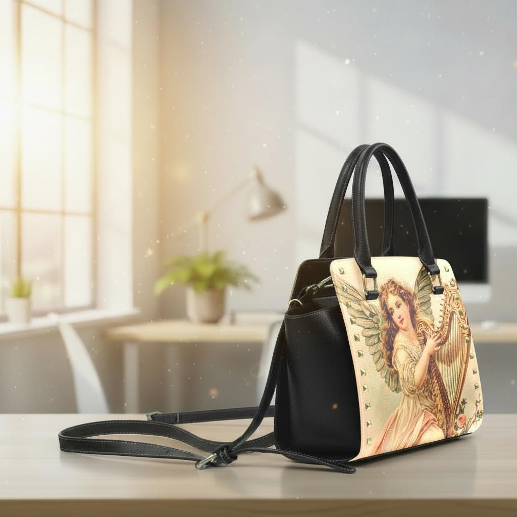 Angel & Harp Rivet Shoulder Handbag – Vintage Baroque Style Purse