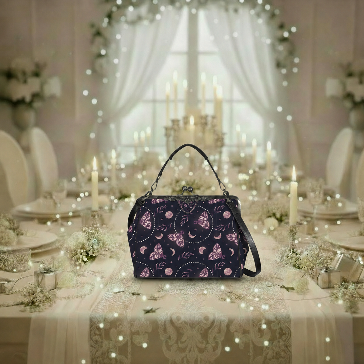Witchy Astrology Kisslock Crossbody Handbag – Moths & Moon Gothic