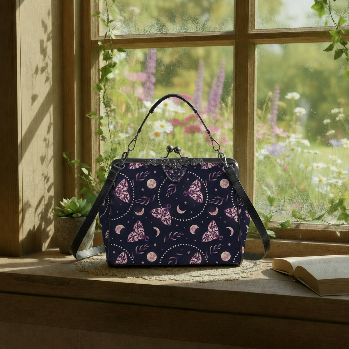 Witchy Astrology Kisslock Crossbody Handbag – Moths & Moon Gothic