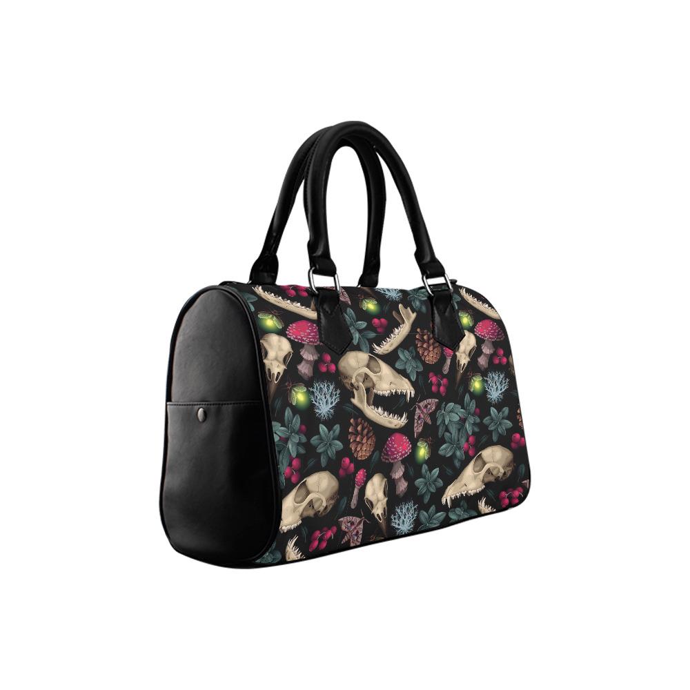 Dark Academia Antler Barrel Handbag – Black Pink Gothic Whimsy Bag