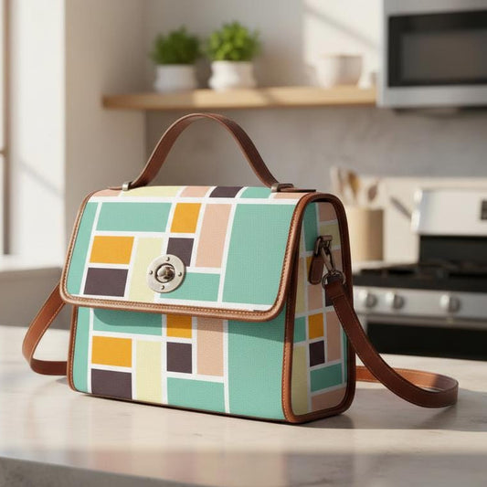 Retro 60s Canvas Crossbody Bag – Pastel Colors Vintage Style Handbag