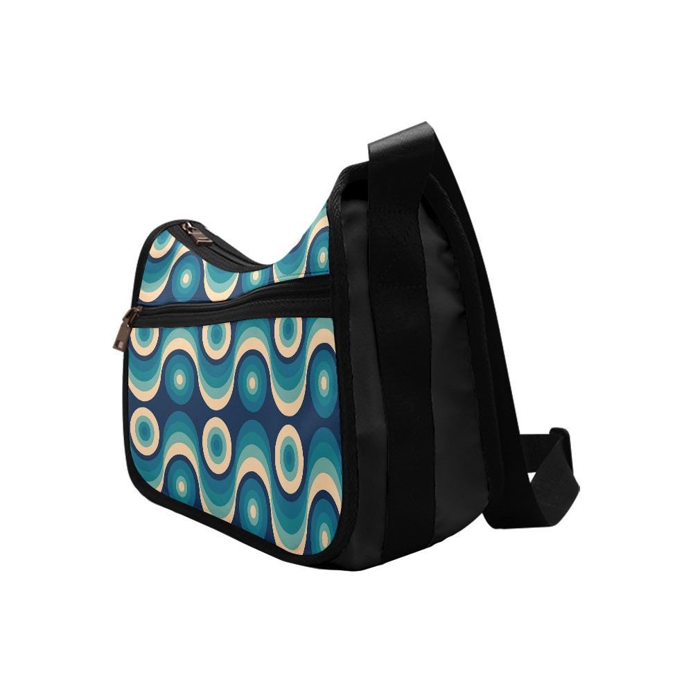Retro 60s 70s Shoulder Bag – Midcentury Vintage Oxford Fabric Hobo Bag