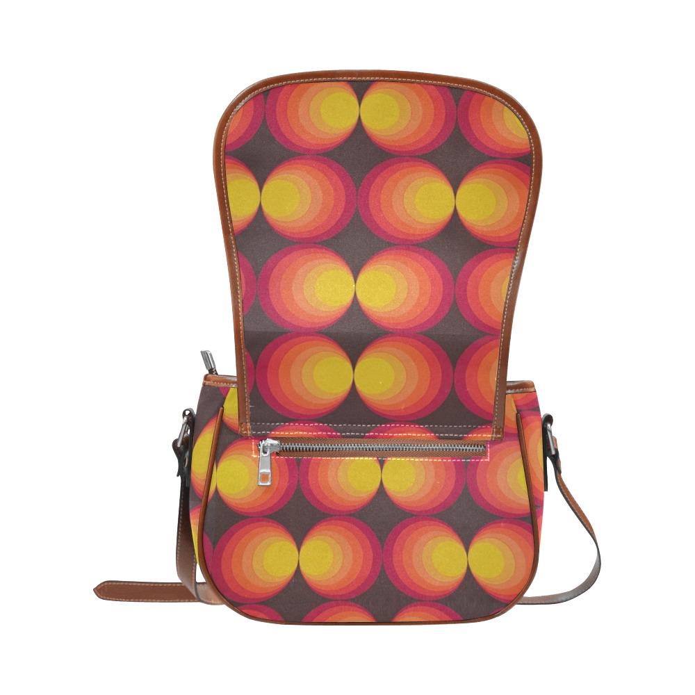 Funky Retro 70s Orange Brown Saddle Bag - Midcentury Style Crossbody