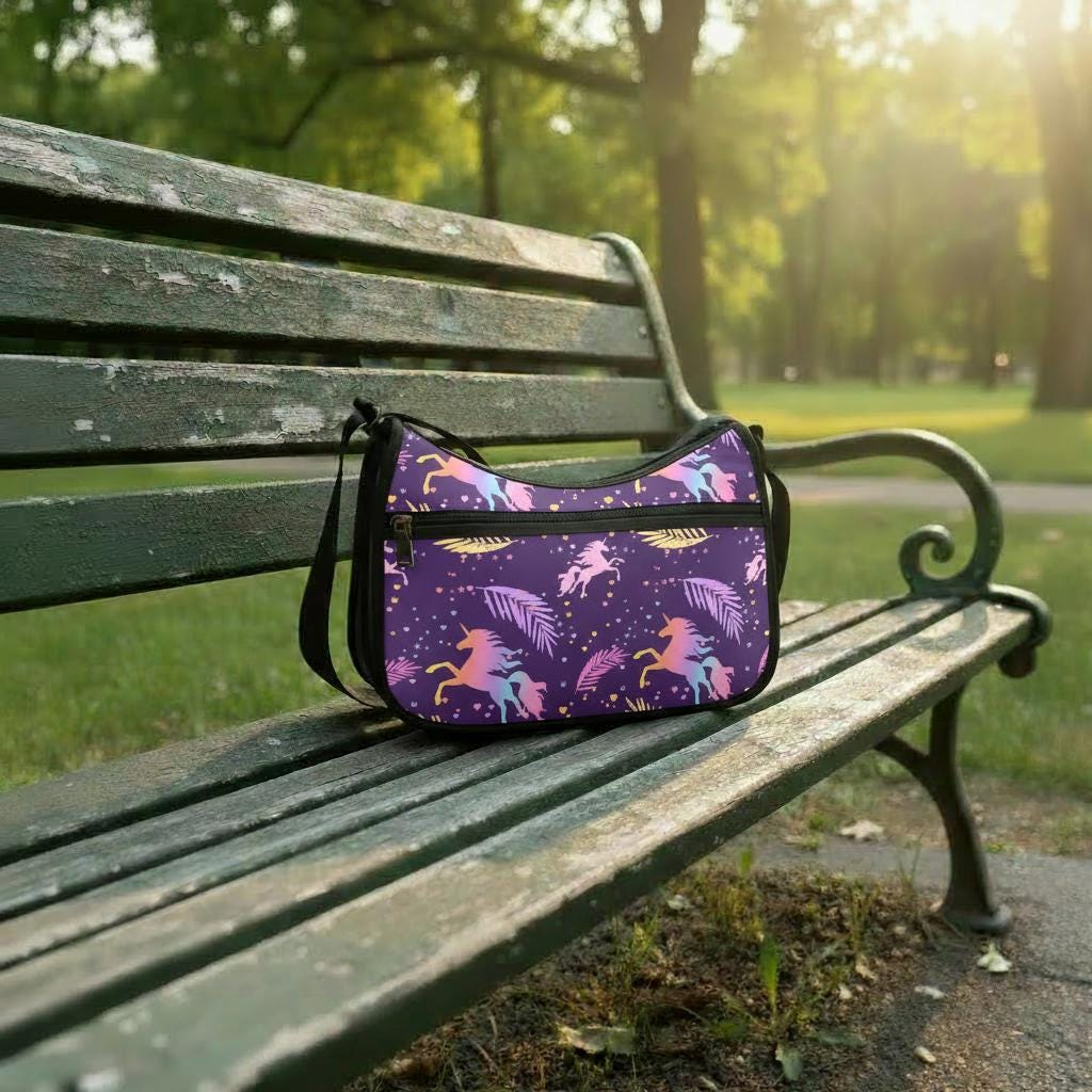 Purple Black Unicorn Shoulder Bag – Fairycore Oxford Fabric Hobo Bag