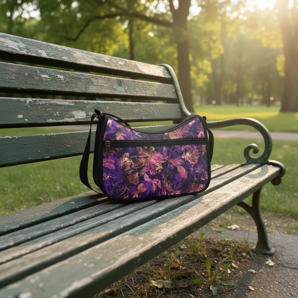 Moody Vintage Flowers Shoulder Bag – Gothic Dark Academia Oxford Fabric Hobo Bag