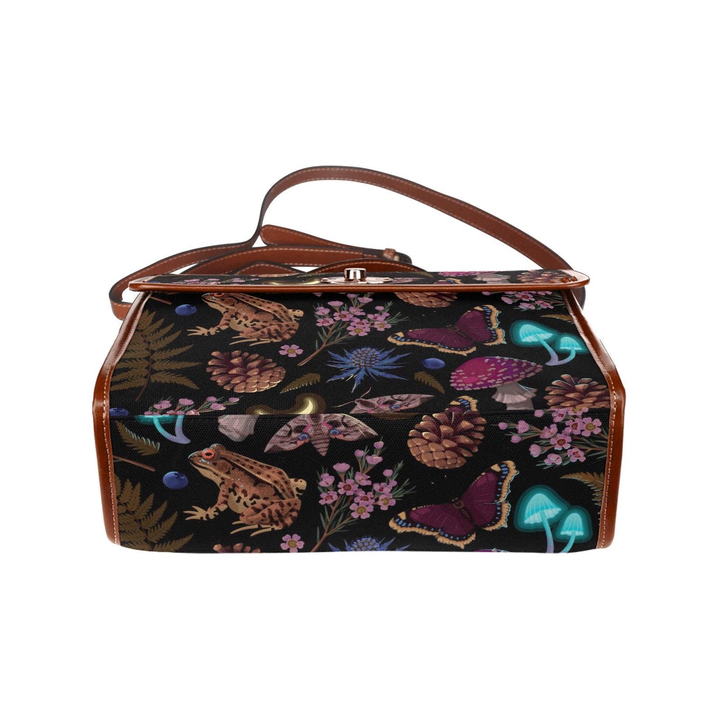 Dark Academia Mushroom Canvas Crossbody Bag – Gothic Vintage Style