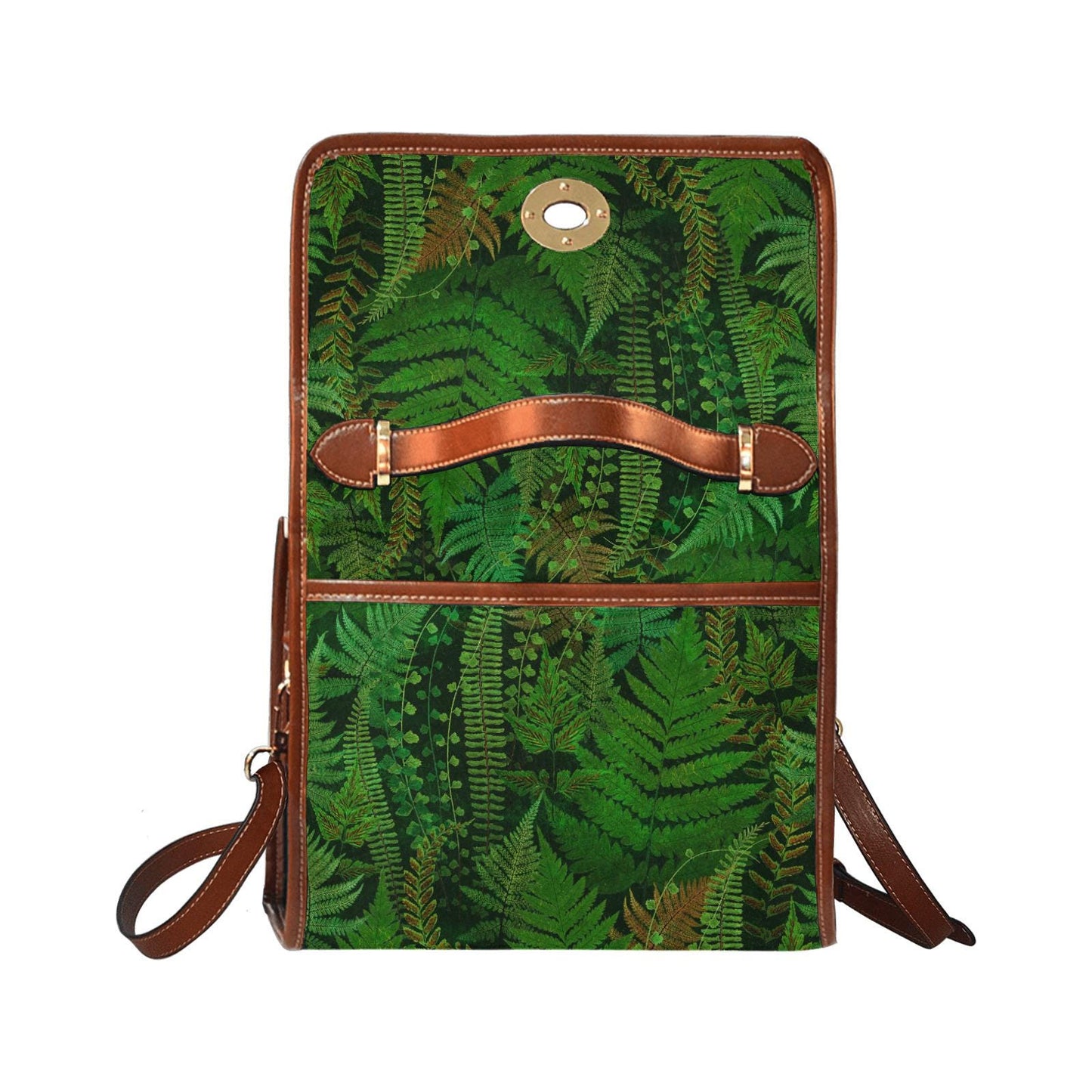 Green Fern Forest Canvas Crossbody Bag – Botanical Dark Academia Handbag