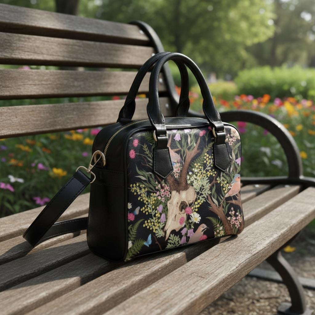Dark Academia Shoulder Handbag – Vintage Style Vegan PU Leather Handbag