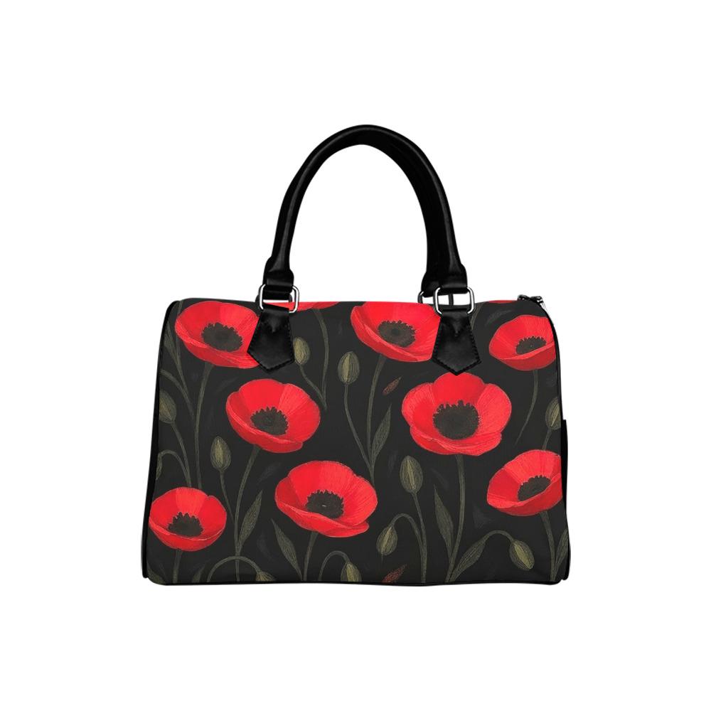 Black Red Poppies Barrel Handbag – Gothic Alternative Everyday Purse