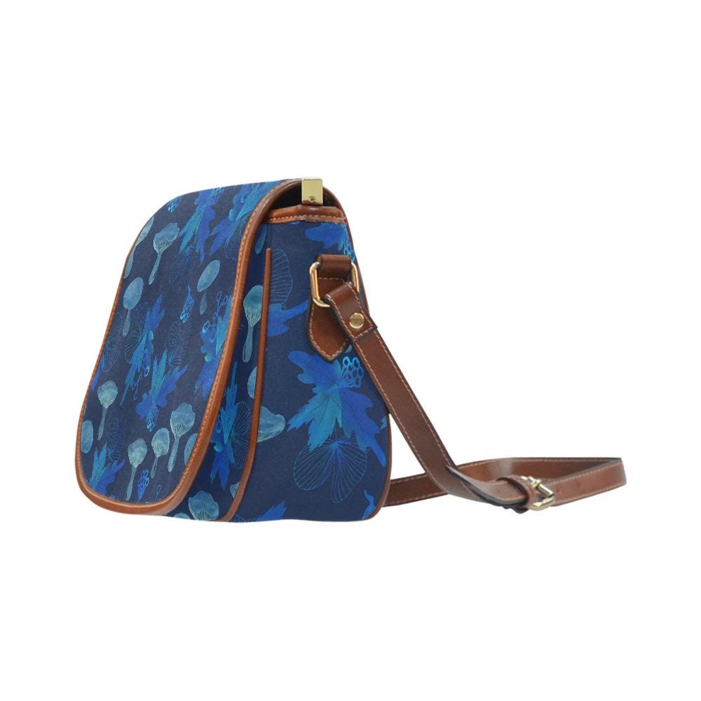 Blue Mushroom Fairycore Saddle Bag - Moody Forest Crossbody