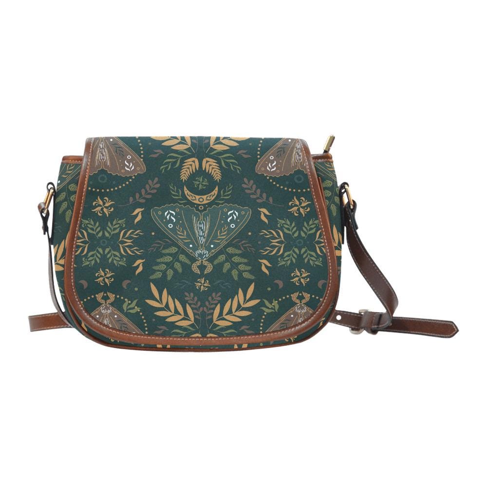 Nordic Folkloric Pattern Saddle Bag - Modern Heritage Crossbody Handbag