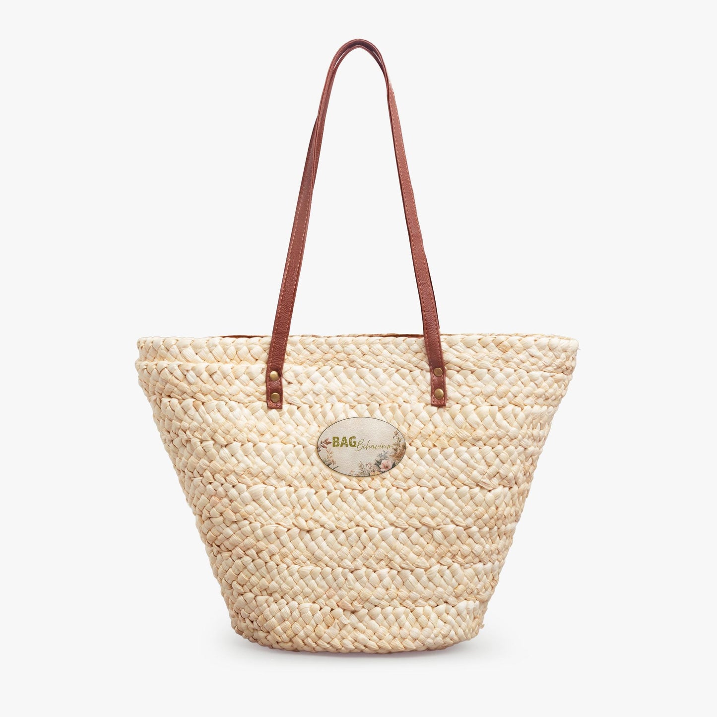 Large Woven Straw Tote Bag – Roomy Summer Tote with Zippered Interior