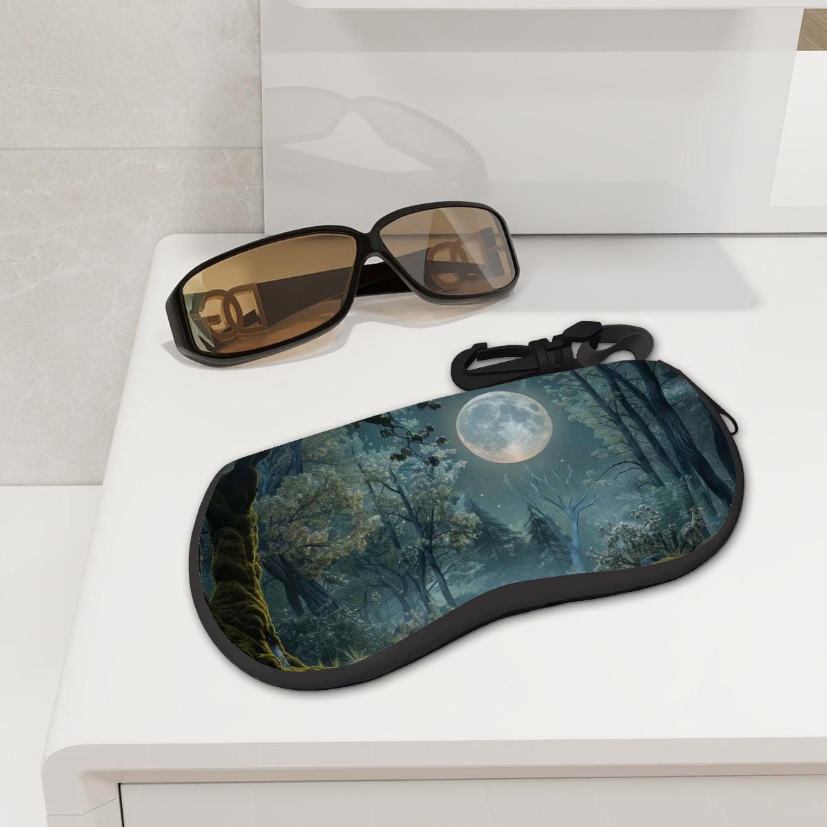 Moody Moon Forest Eyeglass Case – Dark Academia Night Sunglasses Zipper Pouch