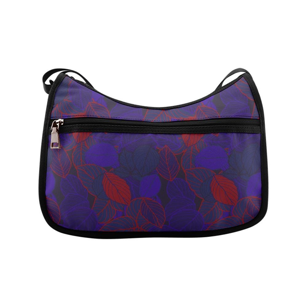 Blue Red Foliage Boho Shoulder Bag – Dark Academia Vegan Oxford Fabric Hobo Bag