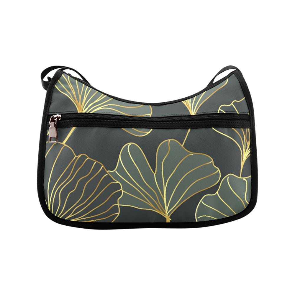 Black Gold Ginkgo Shoulder Bag – Alternative Oxford Fabric Hobo Bag