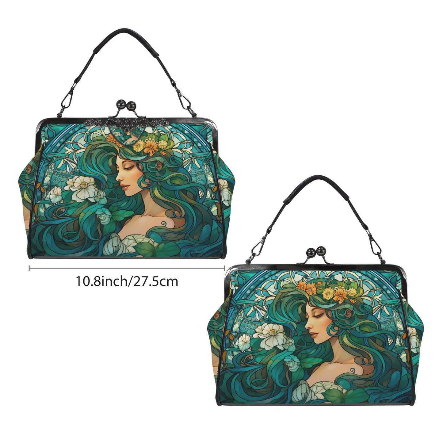 Art Nouveau Style Kiss Lock Handbag - Vintage Romantic Crossbody Bag