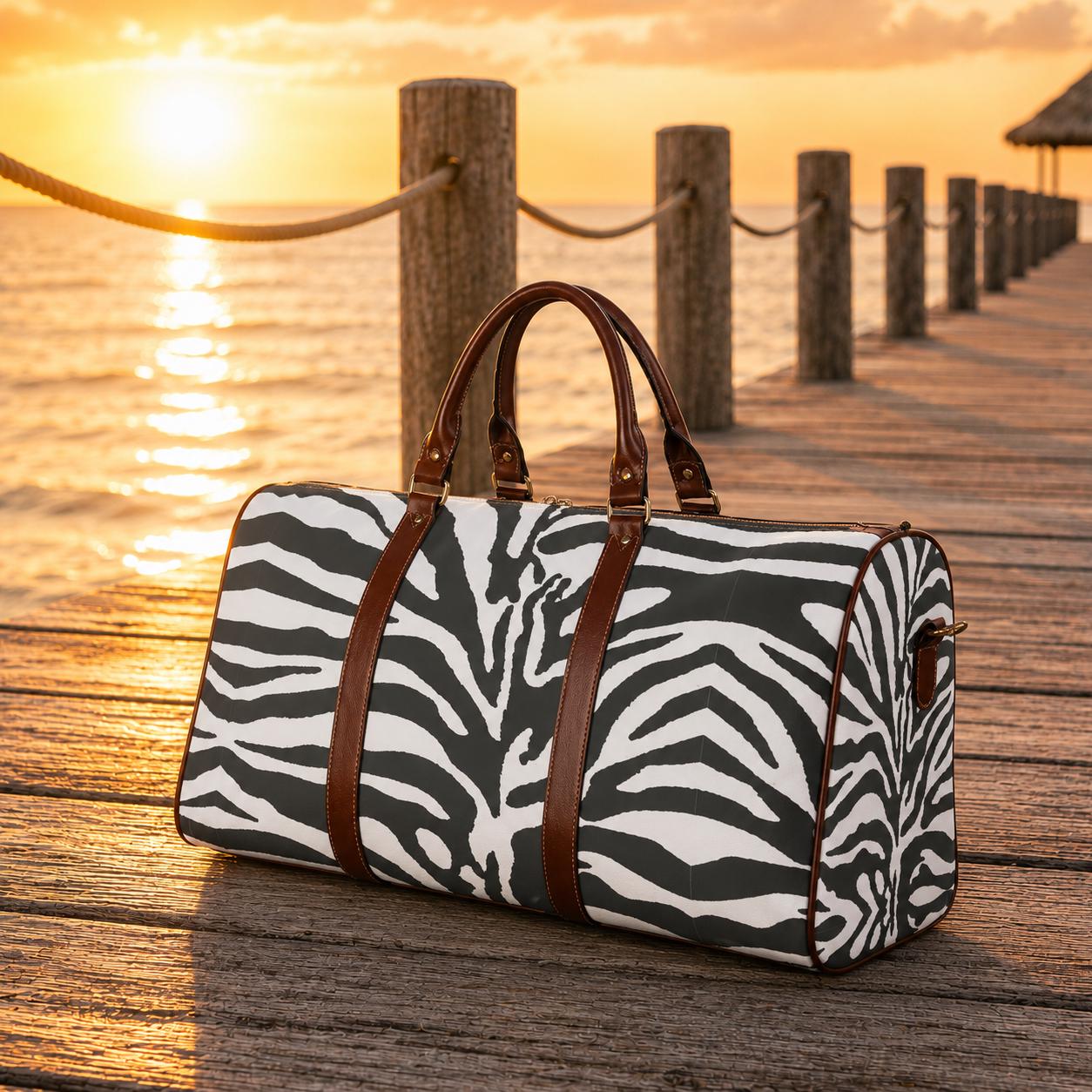 Black White Zebra Weekend Travel Duffel Bag – Animal Print Carry-On Luggage
