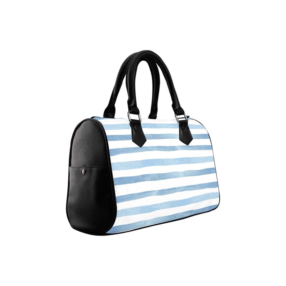 Blue White Maritime Striped Barrel Handbag – Nautical Summer Beach Bag