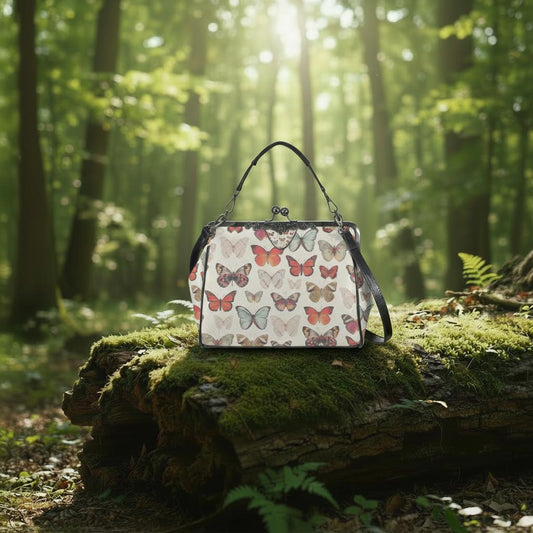 Butterfly Kisslock Crossbody Bag – Cottagecore Botanical Vintage Handbag