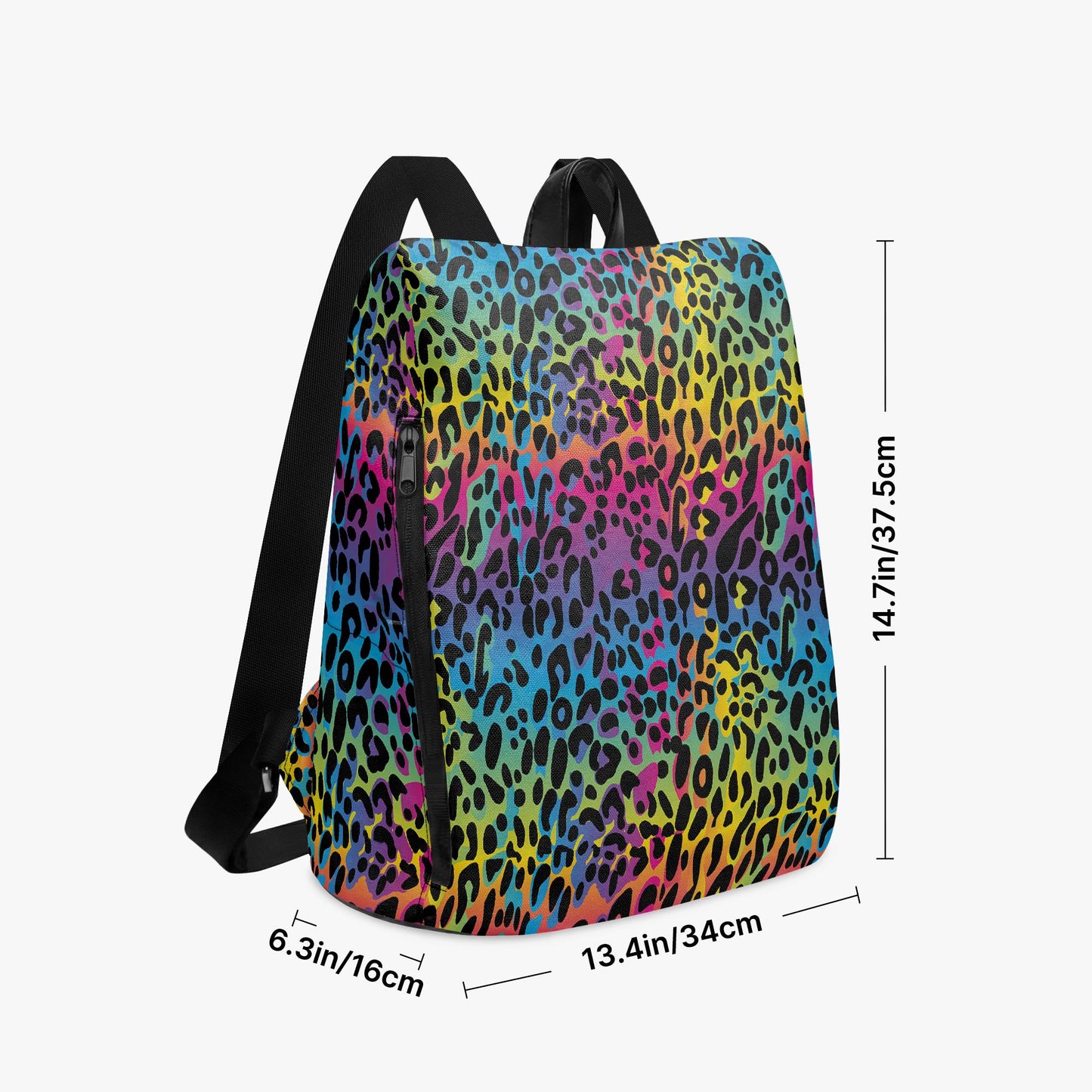 Rainbow Leopard Canvas Backpack – Cheetah Print Daypack