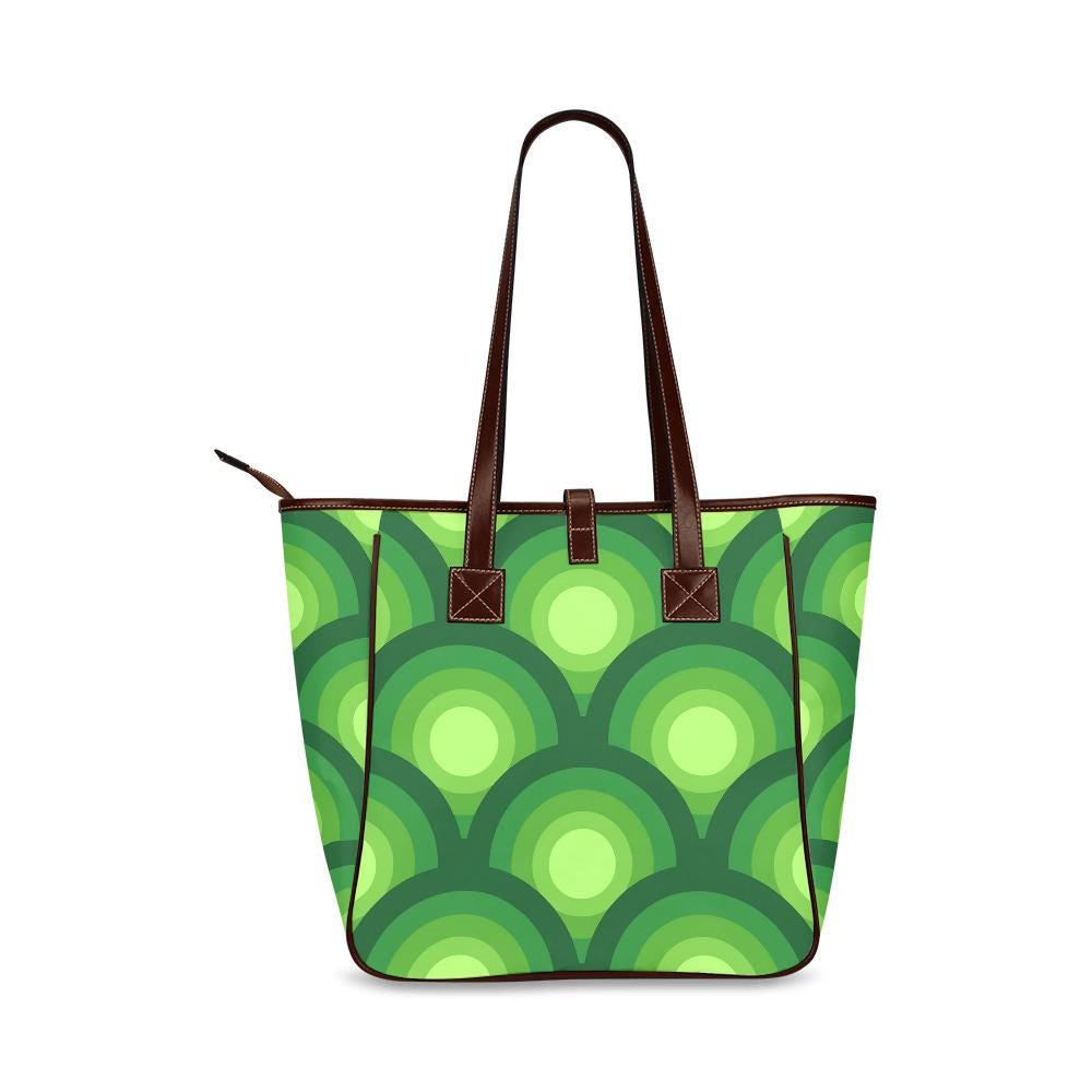 70s Retro Midcentury Style Handbag – Green Classic Large Tote Bag