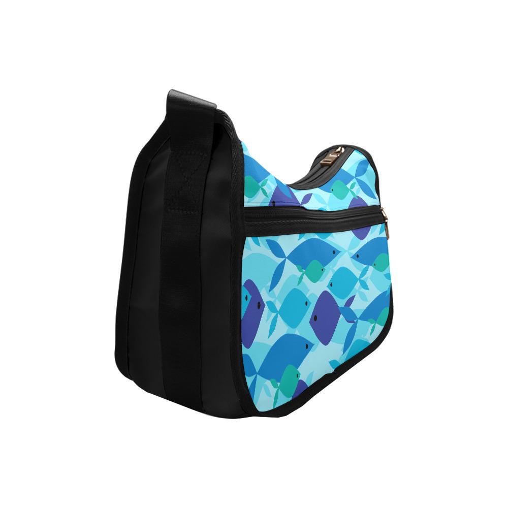 Blue Fishes Maritime Shoulder Bag – Nautical Sealover Oxford Fabric Hobo Bag