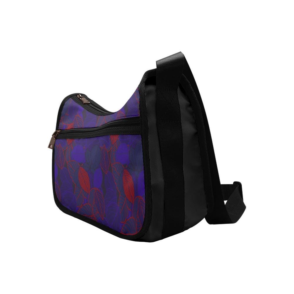 Blue Red Foliage Boho Shoulder Bag – Dark Academia Vegan Oxford Fabric Hobo Bag