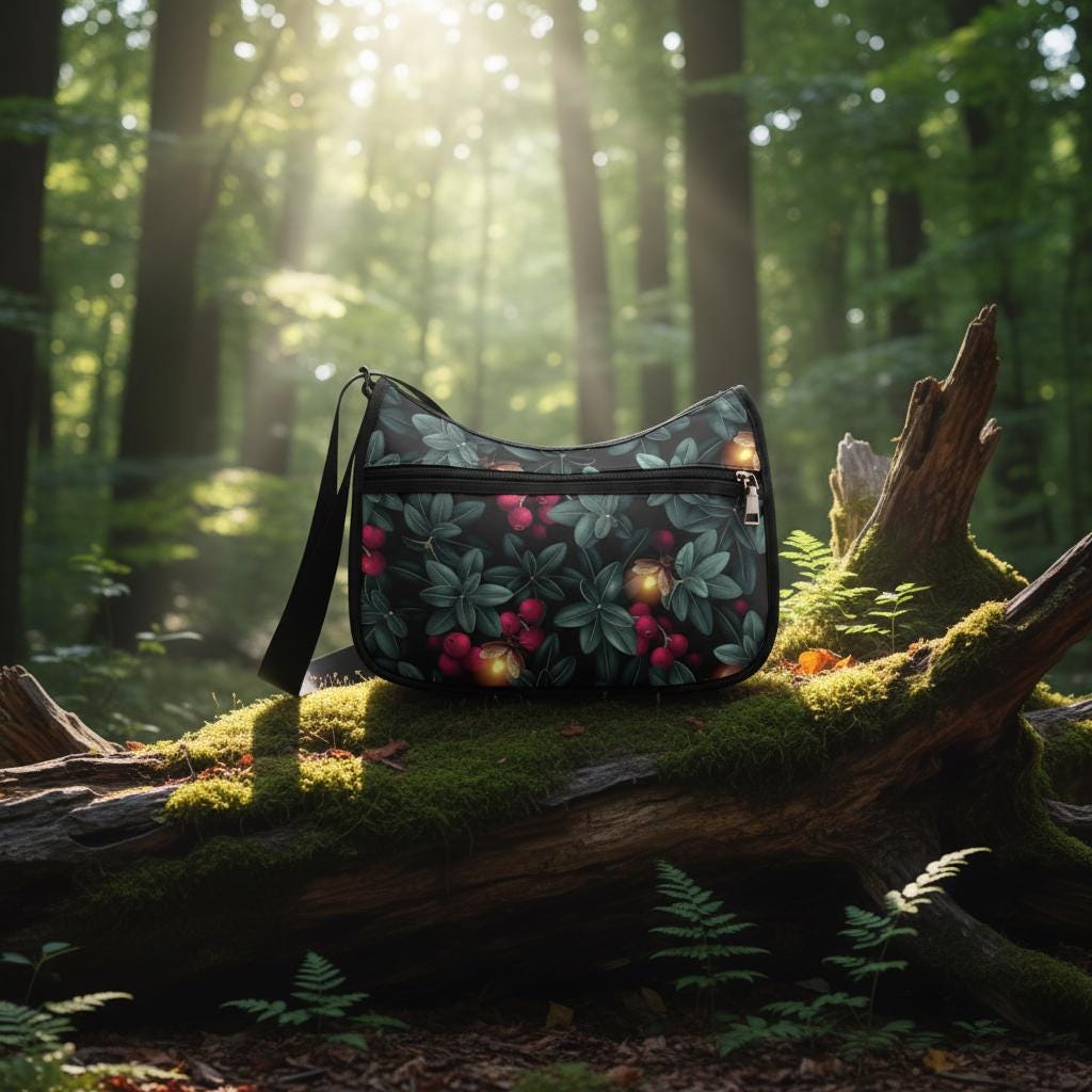 Dark Academia Forest Fireflies Shoulder Bag – Gothic Oxford Fabric Hobo Bag