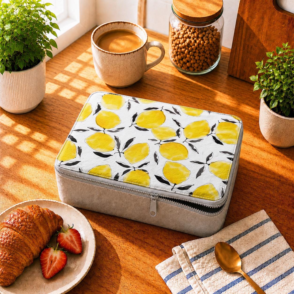 60s Retro Lemon Paper Lunch Box: Reusable Food Bag Sustainable Living
