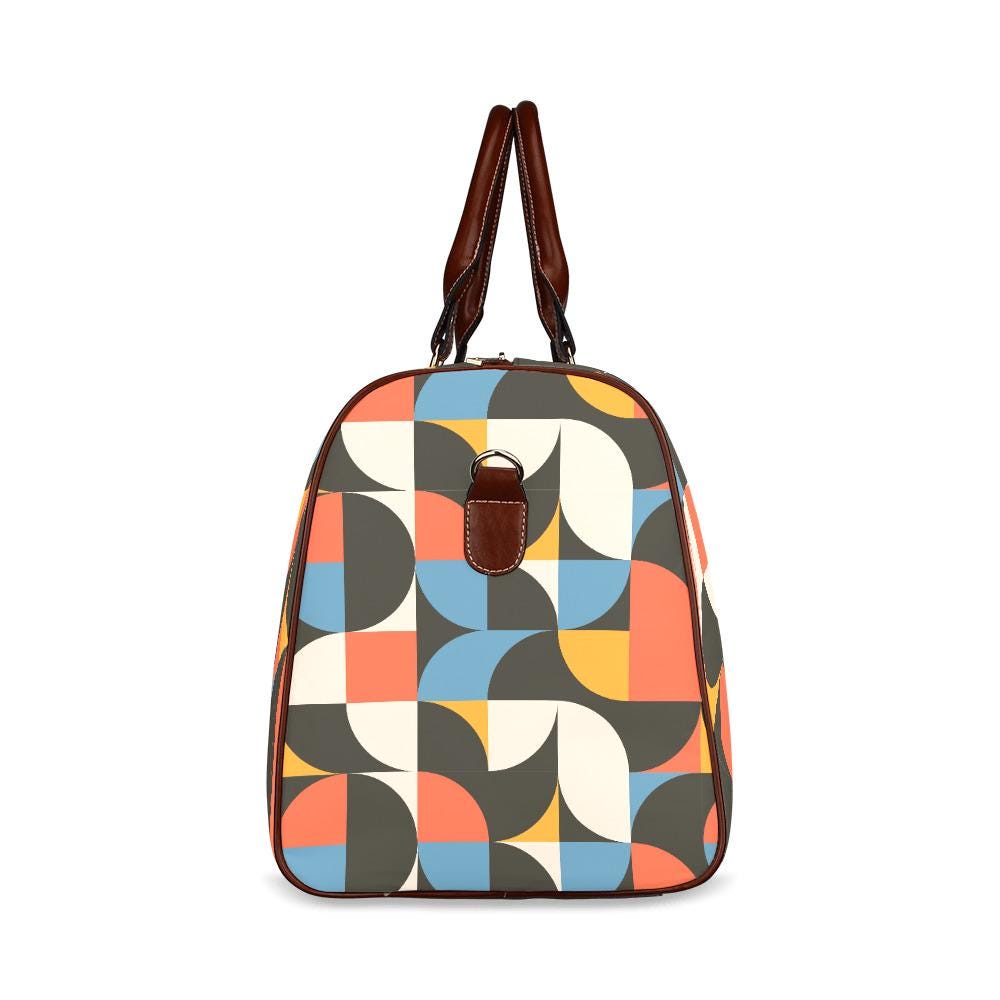 Retro 60s Midcentury Travel Bag – Black Red Blue Waterproof Weekender Duffle