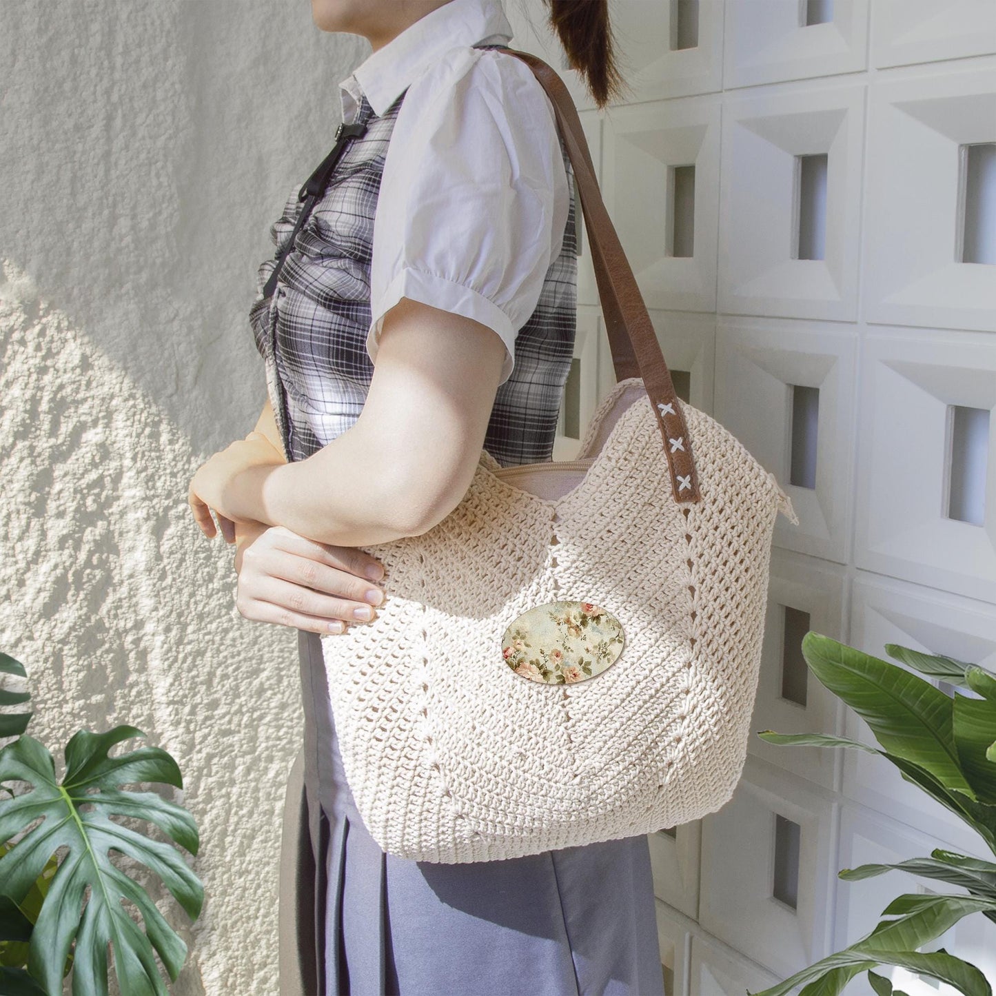 Boho Straw Shoulder Bag – Lightweight Woven Summer Handbag