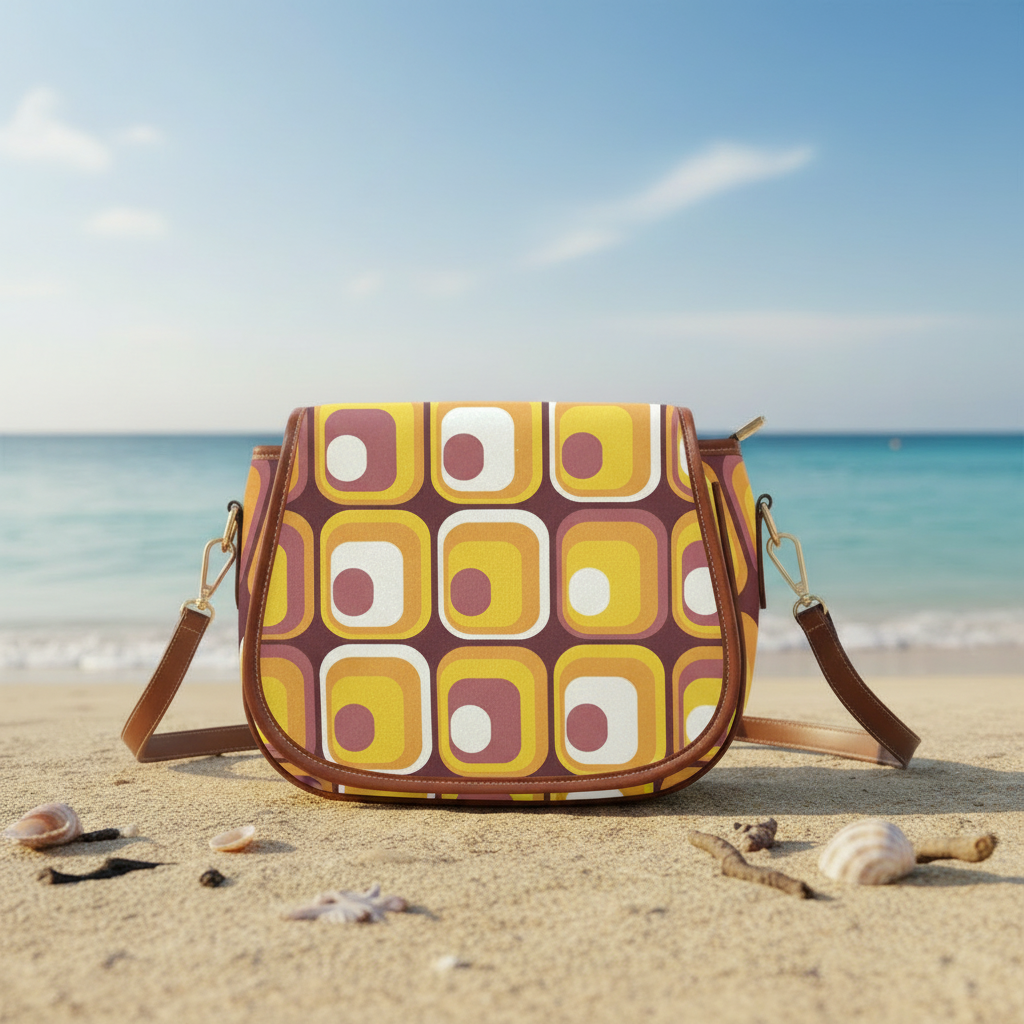 Retro 70s Midcentury Saddle Bag - Vintage Hippie Style Crossbody