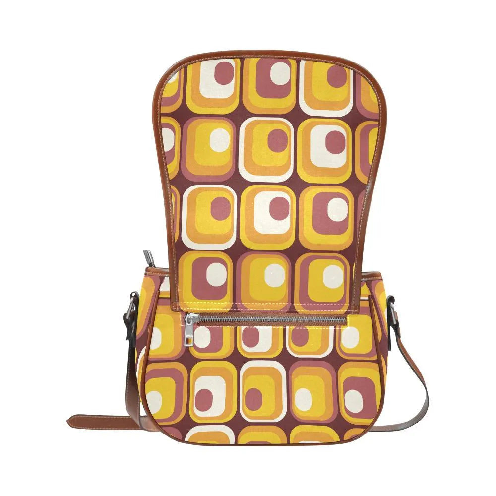 Retro 70s Midcentury Saddle Bag - Vintage Hippie Style Crossbody
