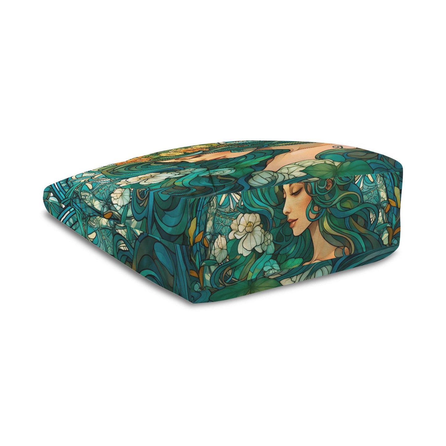 Art Nouveau Yoga Tote Bag with Mat Holder – Large Cotton Linen Fitness Shoulder Tote