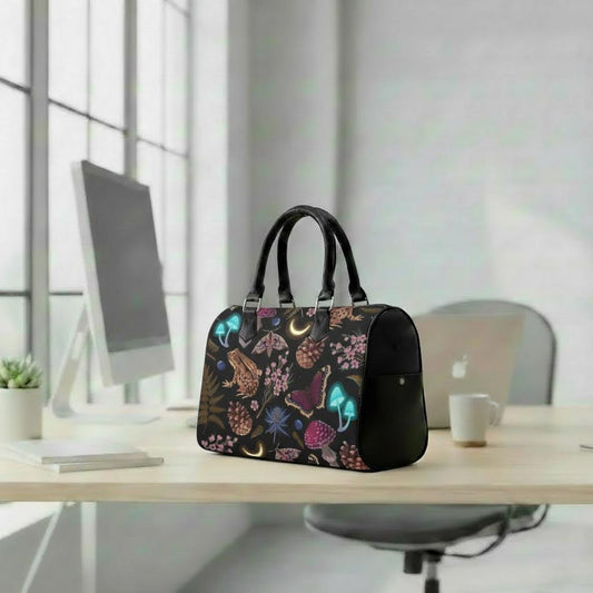 Dark Academia Forest Barrel Handbag – Mushroom Toad Moon Gothic Purse