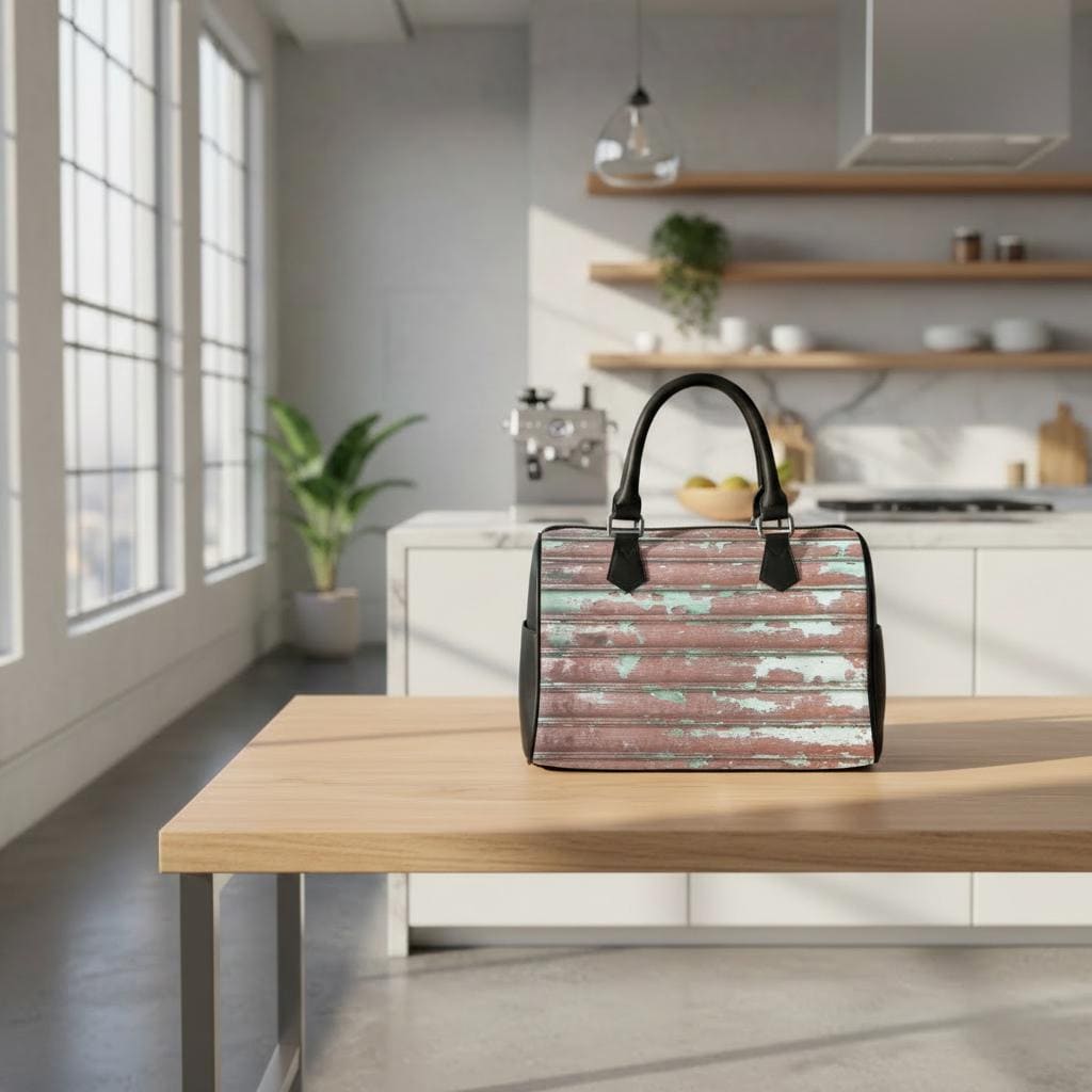 Whimsy Grunge Alternative Barrel Type Handbag – Peeling Paint Look Bag