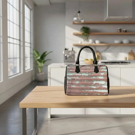 Whimsy Grunge Alternative Barrel Type Handbag – Peeling Paint Look Bag