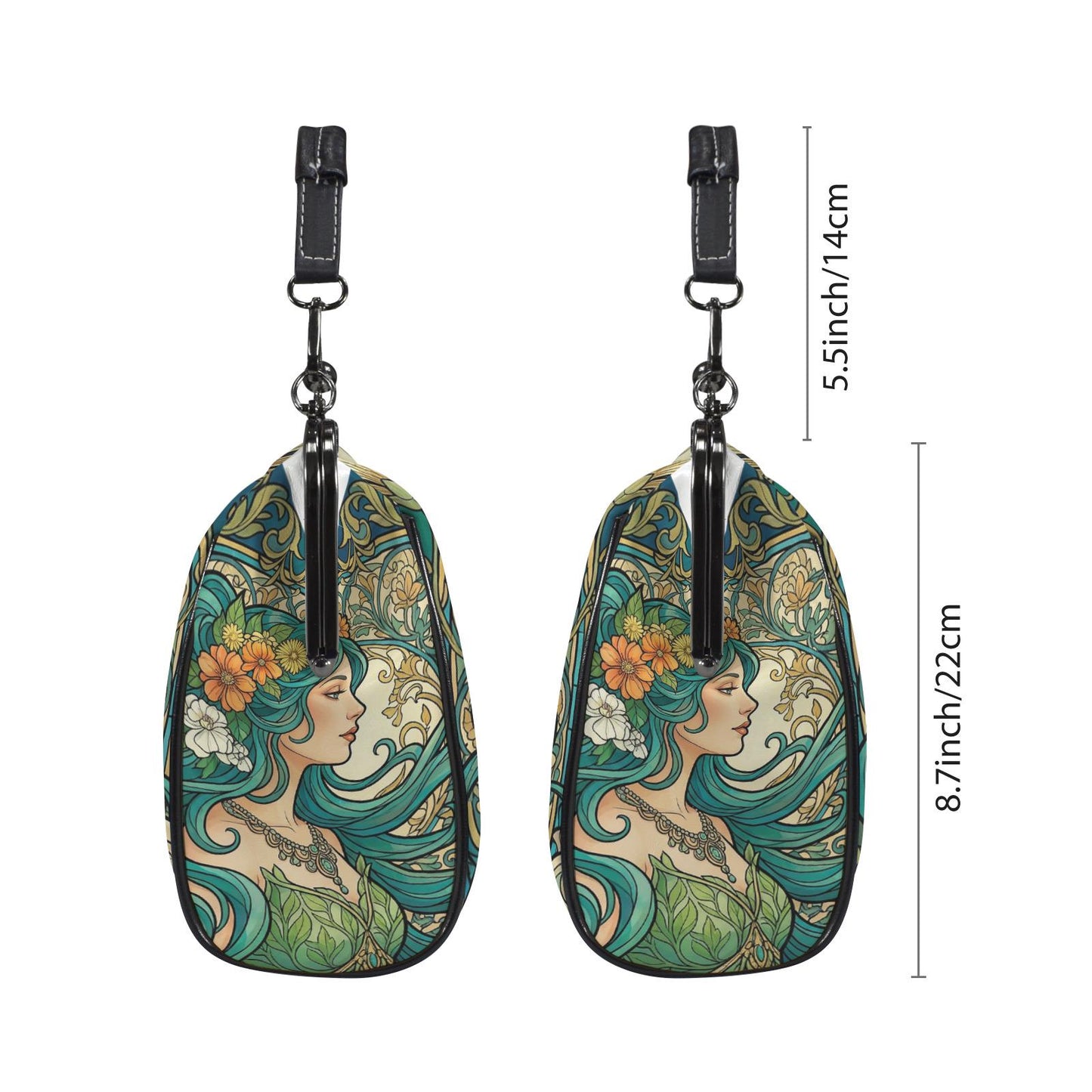 Art Nouveau Style Kisslock Crossbody Handbag - Vintage Romantic Bag
