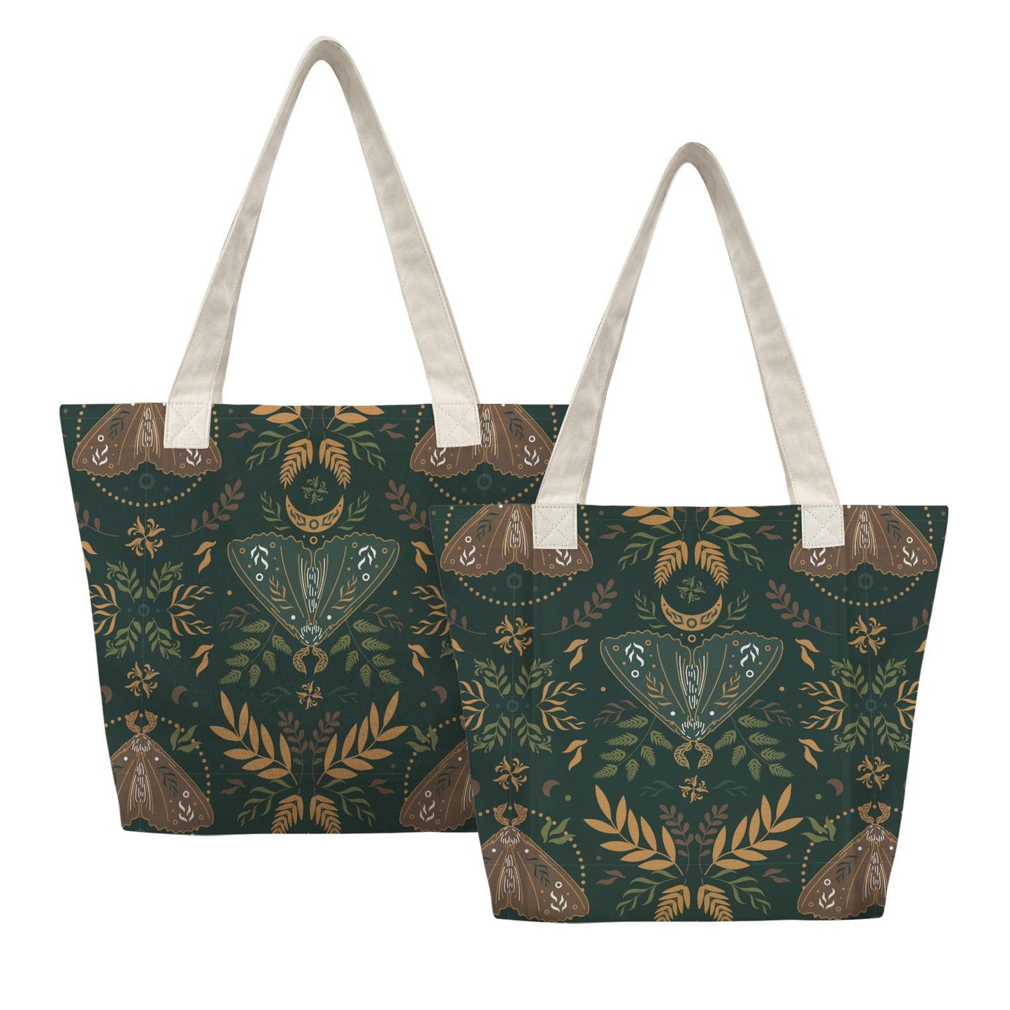 Nordic Retro Yoga Tote Bag with Mat Holder – Large Folkloric Cotton Linen Tote