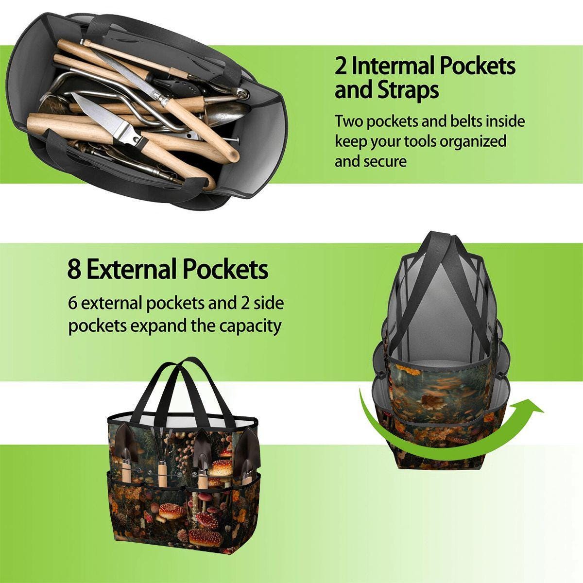 Mushroom Forest Gardening Tool Organizer Bag – Dark Academia Toadstool Tote